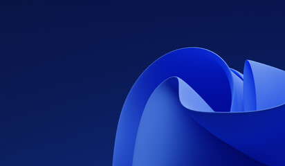 3d render abstract blue paper. Fashion wallpaper. Background waves. Wavy shapes. Twisted liquid shape.