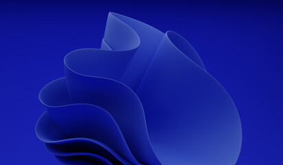 3d render abstract blue paper. Fashion wallpaper. Background waves. Wavy shapes. Twisted liquid shape.