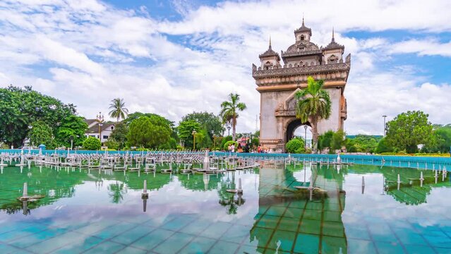 Patuxai Victory Monument of Vientiane Time Lapse, Laos