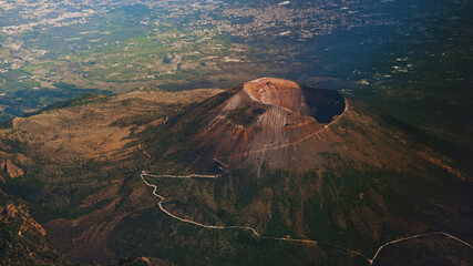 Italian Vesuvius volcano from the air. - obrazy, fototapety, plakaty