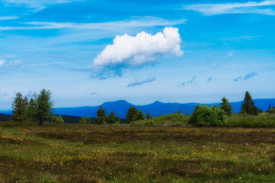 France Vosges view over Champ du feu with Donon in the background 67130 Bellefosse