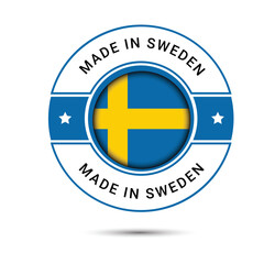 Made in Sweden round label, Modern made in Sweden logo