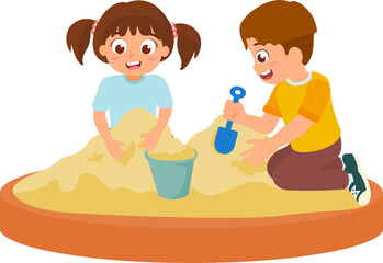 children playing with sand