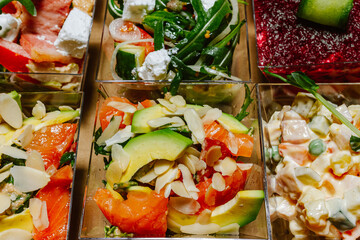 a lot of food close-up on the table