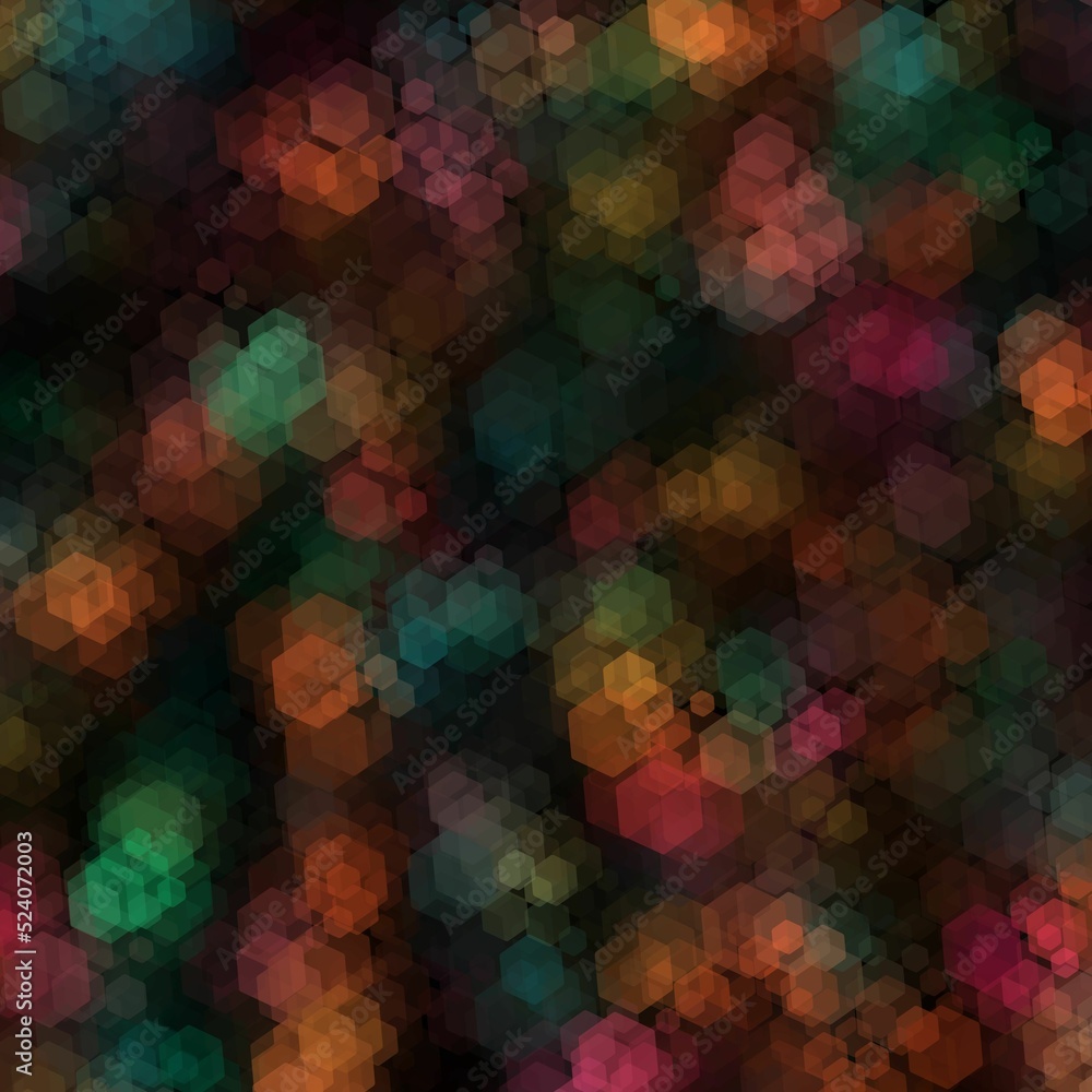 Poster abstract decorative illustration of hexagon and triangular grid shape mosaic pattern with multicolor
