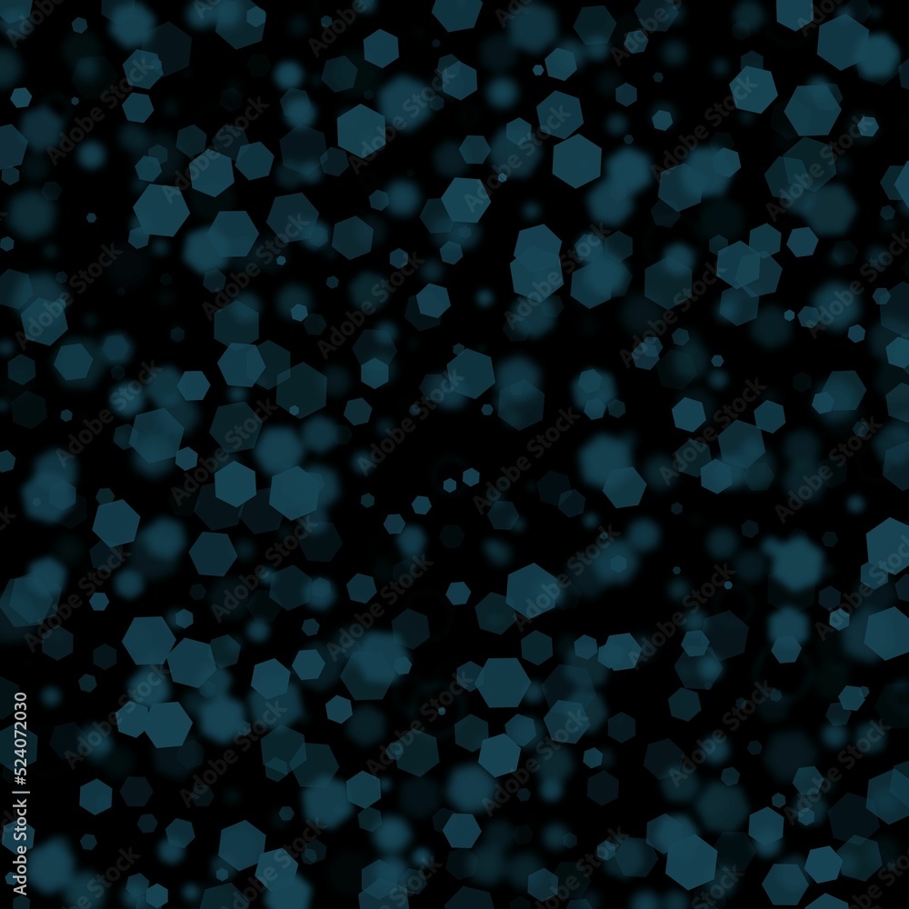 Poster illustration of an abstract light dots and blurred hexagon backdrop like bokeh spot hex shapes