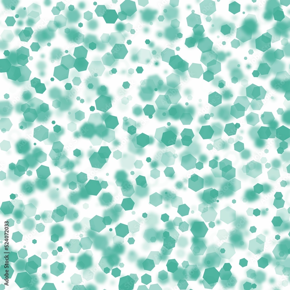 Poster illustration of an abstract light dots and blurred hexagon backdrop like bokeh spot hex shapes