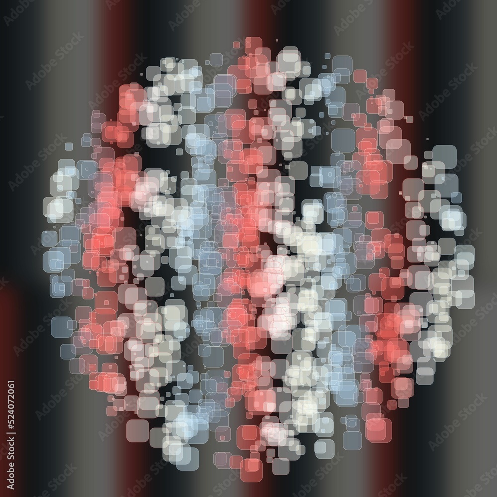 Poster abstract geometric sphere of many square glittering in space explosion of confetti rounded square
