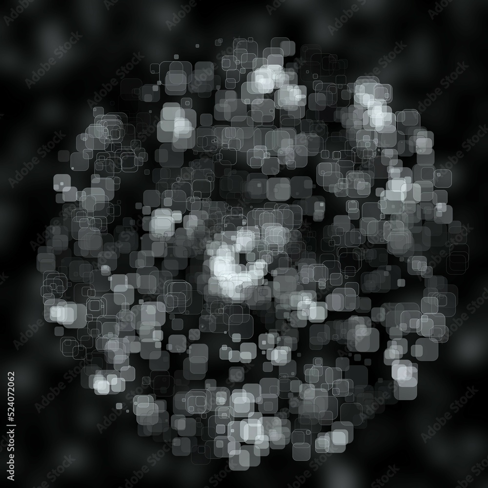 Aufkleber abstract geometric sphere of many square glittering in space explosion of confetti rounded square
