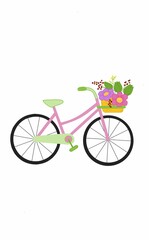 Fototapeta na wymiar bicycle with flowers pink and green