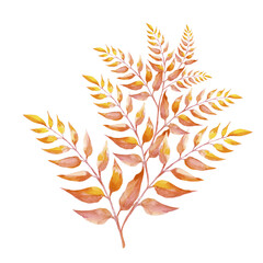 dry yellowed leaves watercolor illustration