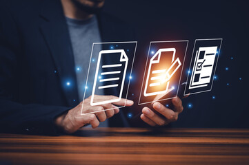 Businessman document management on cloud computing