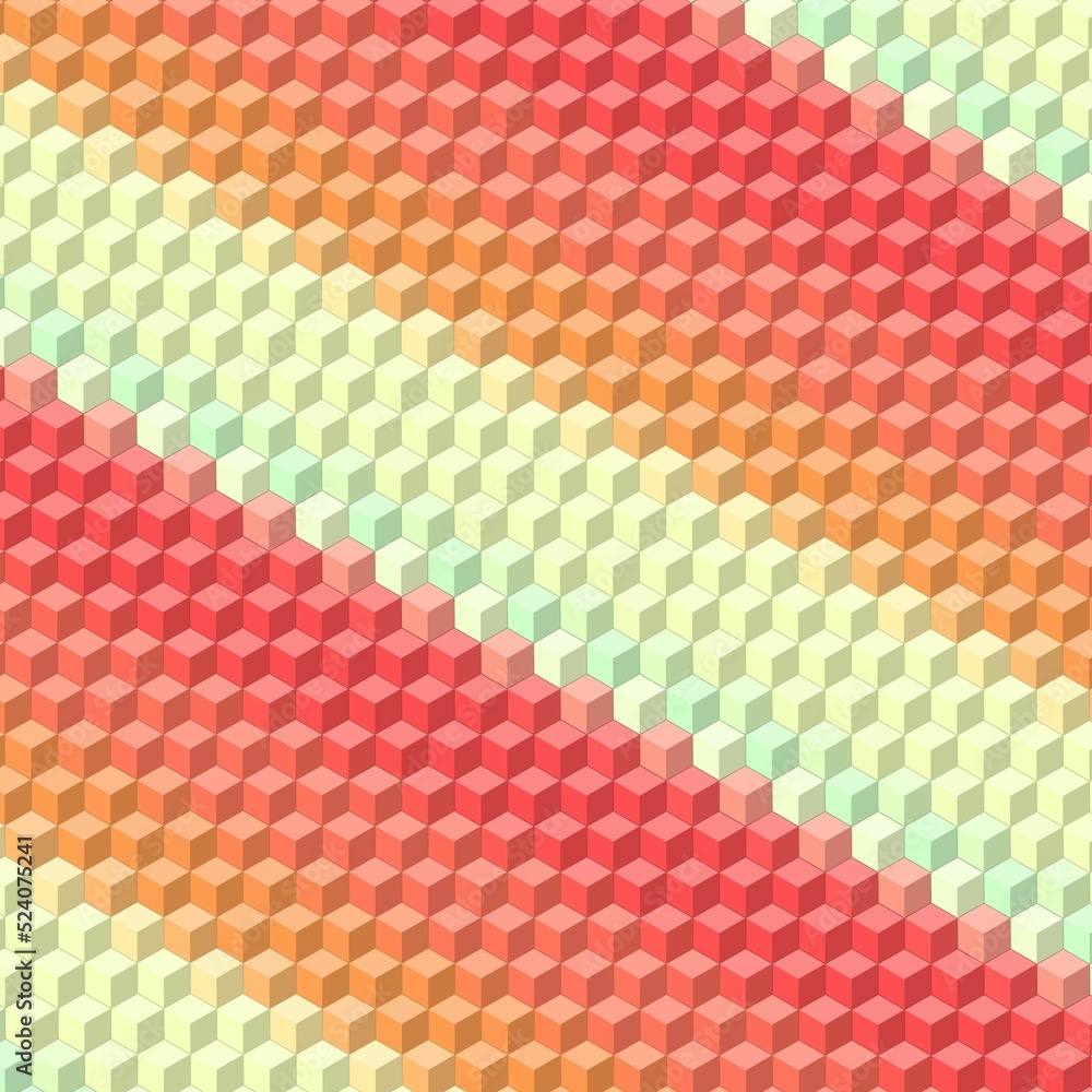 Poster an illustration of colorful isometric 3d cube with abstract multicolor pattern background wallpaper
