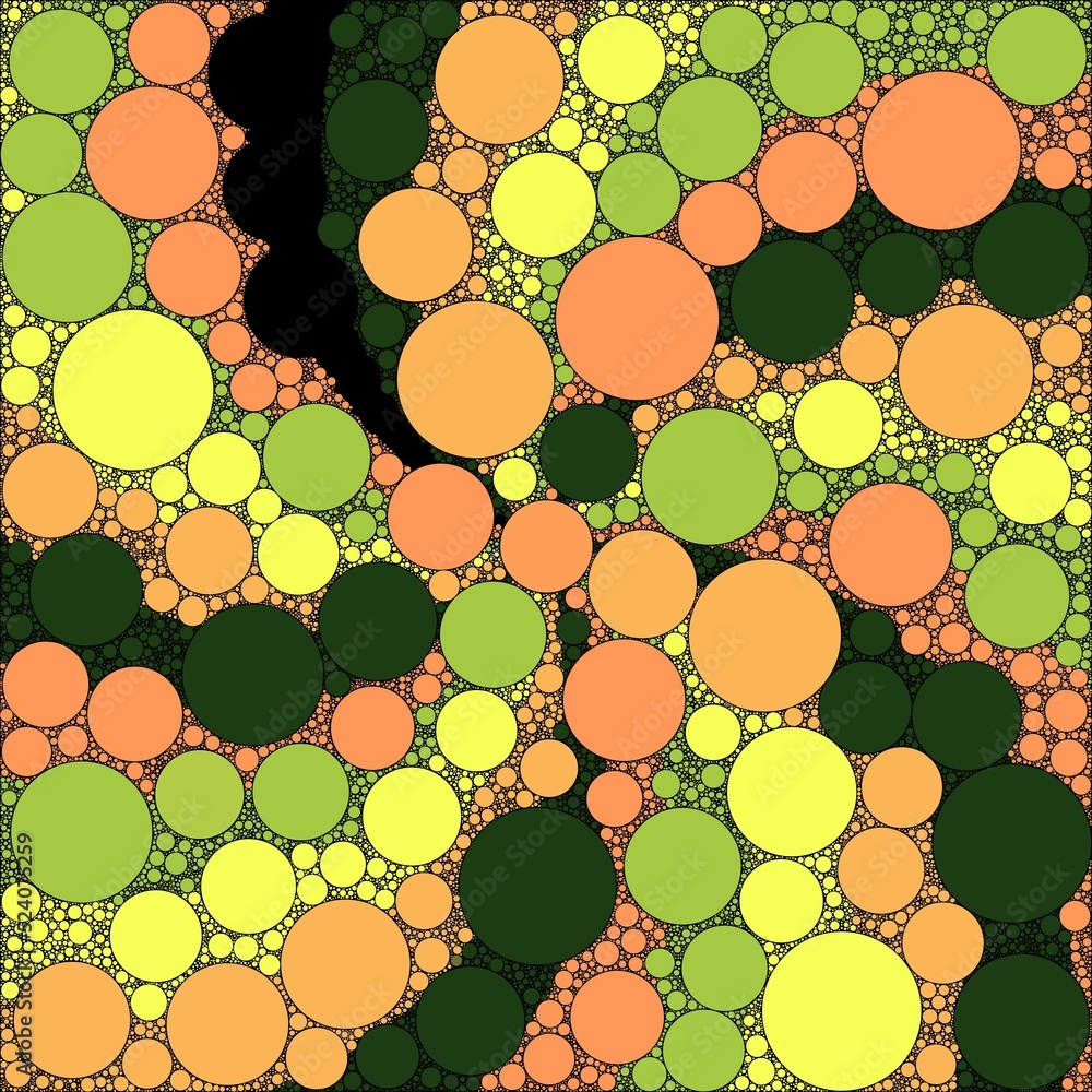 Poster abstract decorative color circles of different sizes and colors are randomly placed in background