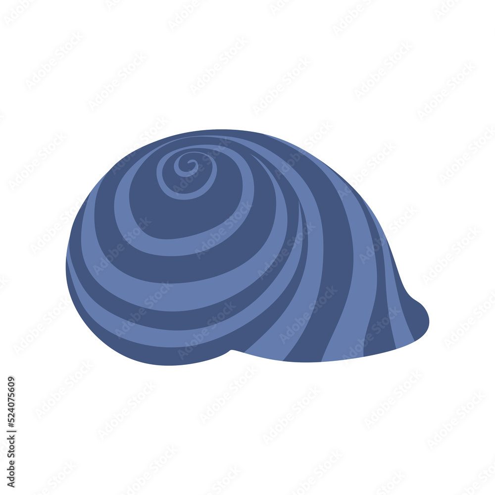 Poster snail shell. sea underwater swirling shell. underwater shellfish. twisted clam. beautiful sea shell.