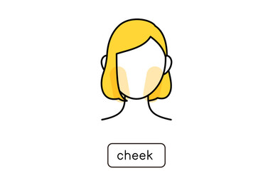 女性の脱毛イラスト　パーツ別、ほほ