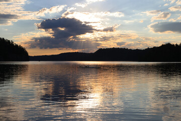 Fototapeta na wymiar Sunrise on Lake Mary Lake, Ontario