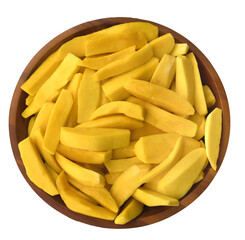 Bowl of organic, mango slices. 