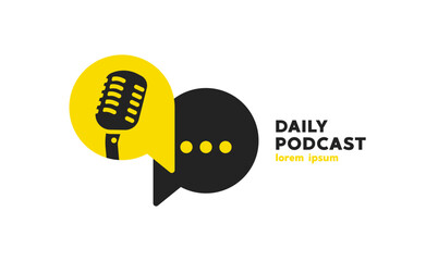 Podcast icon, logo design vector