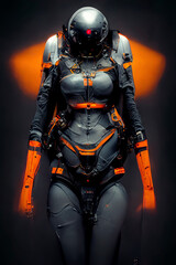 Fototapeta premium Amazing futuristic digital drawing of astronaut - cyberpunk.