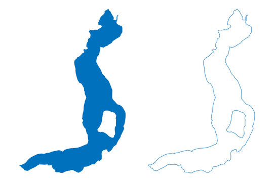 Lake Iseo (Italian Republic, Italy) map vector illustration, scribble sketch Sebino map