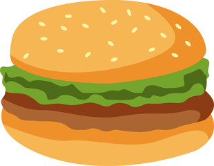 cute food of hamburger on cartoon version,vector illustration