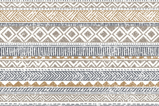 Ethnic stripe seamless pattern. Tribal geometric vector background, boho motif, tribal textured ornament illustration. Textile print