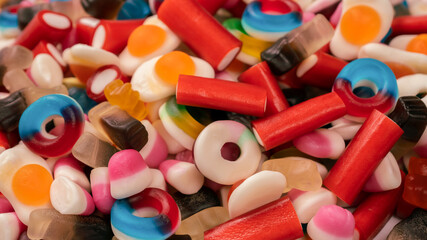 Tasty mix of jelly colorful candies.
