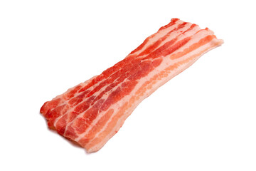 Raw bacon slices isolated on a white background.