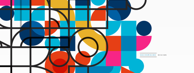 Minimal geometric abstract background. Circle square and triangle design. Trendy techno business template for wallpaper, banner, background or landing © antishock