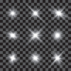 Collection of lighting scenes, transparent effects. Bright lighting with beautiful lights