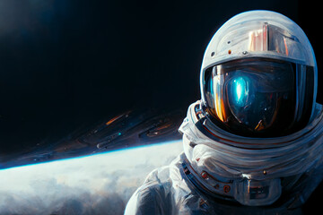 Fototapeta premium The astronaut is on the space.