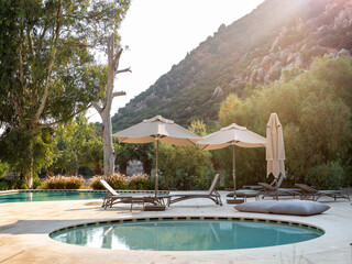 swimming pool background, front view. Aspat