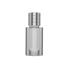 3d glass bottle with silver cap round shape cylinder perfume