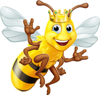 Queen Honey Bumble Bee Bumblebee in Crown Cartoon