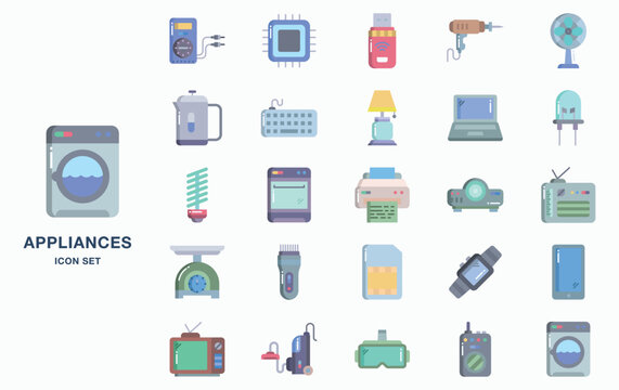 Electrical Devices and Home appliances icon set