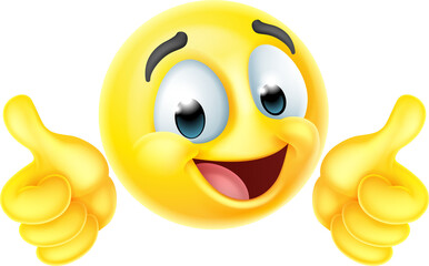 Thumbs Up Happy Emoticon Cartoon Face
