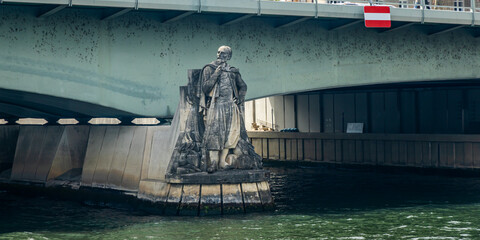 The Zouave statue, used as an informal flood marker for the level of the River Seine in Paris on...