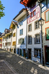 Aarau, Altstadt, Altstadthäuser, Halden, Haldentor, Stadtkirche, Kirche, Haldenring, Stadt, Aare, Fluss, Sommer, Sommertag, Aargau, Schweiz