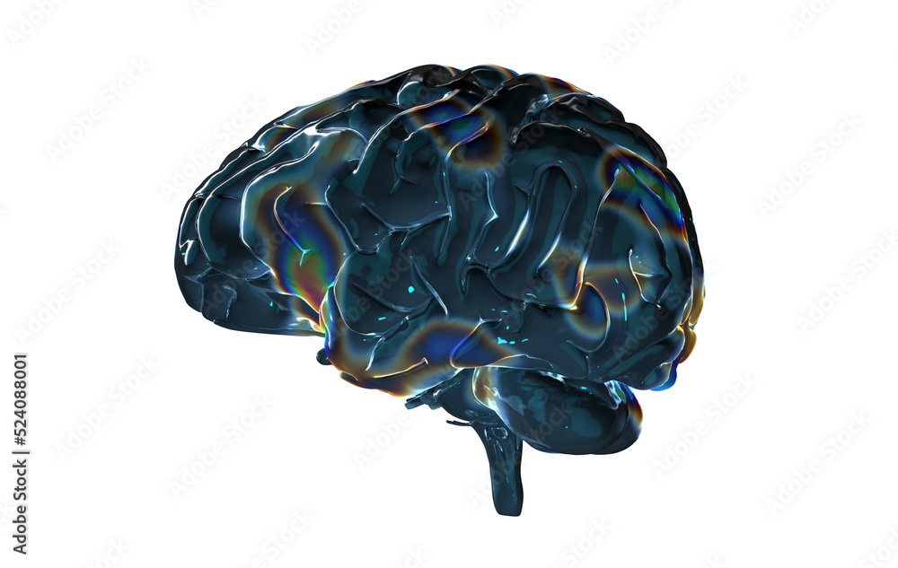 Poster Human brain activity with plexus lines.. External cerebral connections in the frontal lobe.