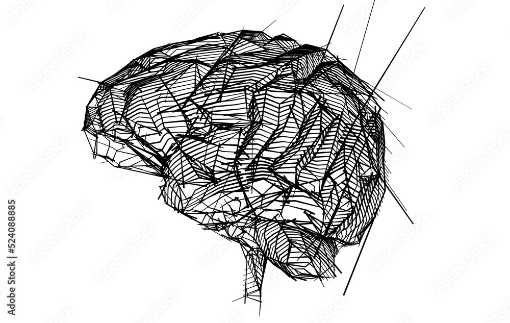 Poster brain testing result with computer interface, abstract. innovative technology