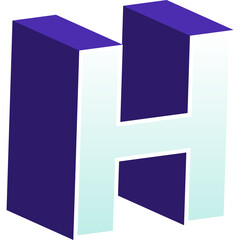 Alphabet 3D type illustration. letter H.