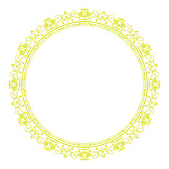 Decorative frame Elegant vector element for design in Eastern style, place for text. Floral yellow and white border. Lace illustration for invitations and greeting cards