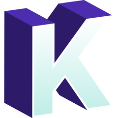 Alphabet 3D type illustration. letter K.