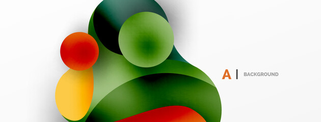 Flowing geometric shapes minimalist abstract background. Round shapes and circles. Wallpaper for concept of AI technology, blockchain, communication, 5G, science, business