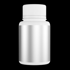 3D illustration of capsule bottle packaging isolated background suitable for branding