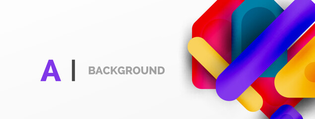 Minimal geometric abstract background. Colorful geometric blocks. Lines, squares and triangles composition wallpaper