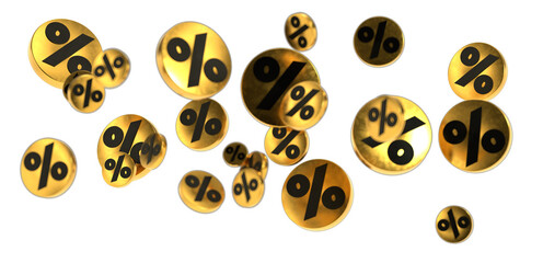 percent shopping digital in hand 3d.