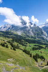 Fototapeta na wymiar View of the Wetterhorn mountain in the Swiss Alps near Grindelwald, Switzerland