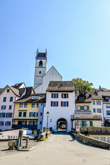 Aarau, Haldentor, Halden, Stadtkirche, Kirche, Altstadt, Altstadthäuser, Haldenring, Stadt, Aare, Fluss, Sommer, Sommertag, Aargau, Schweiz